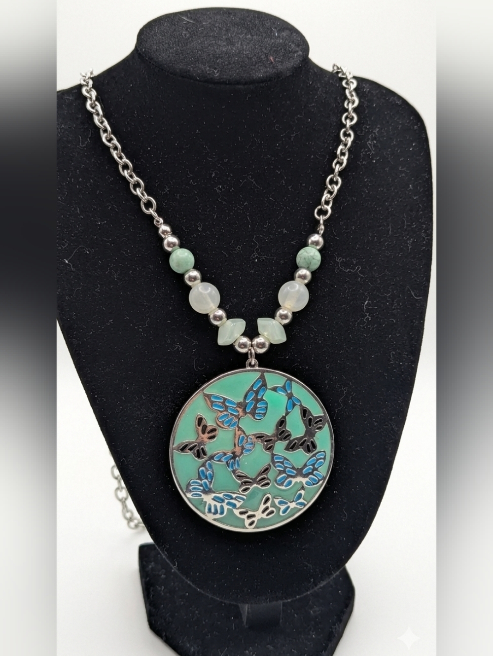 🔹(3for$20)🔹​Boho Butterfly Medallion Statement Necklace | Mint Green